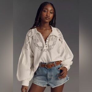 Maeve White Lace Detail Blouse